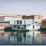 shipping container home on water