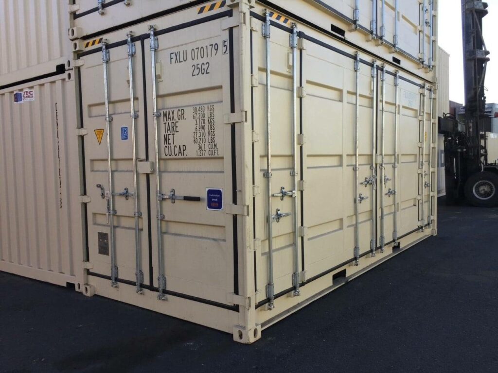 shipping container with secure doors