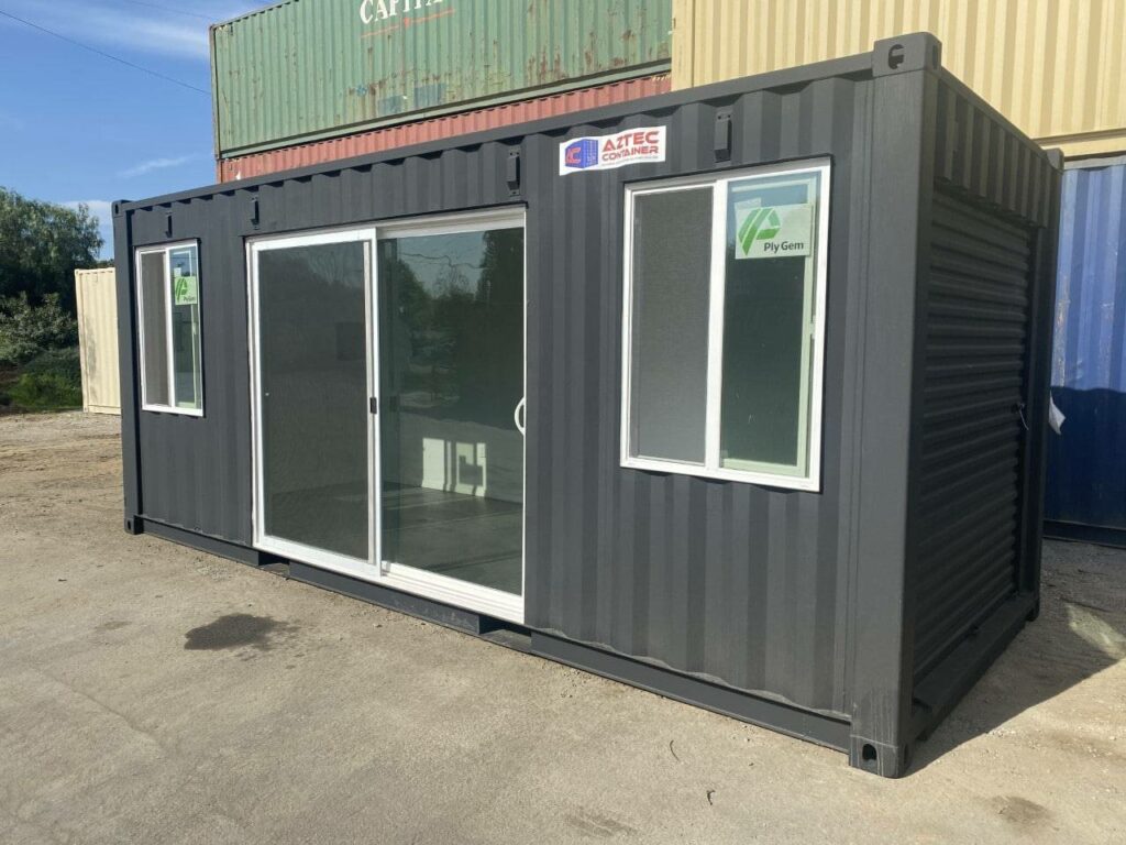 shipping contain with glass sliding doors