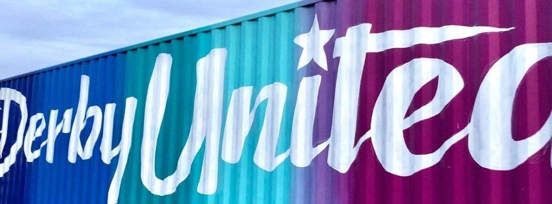 a shipping container painted, United Derby